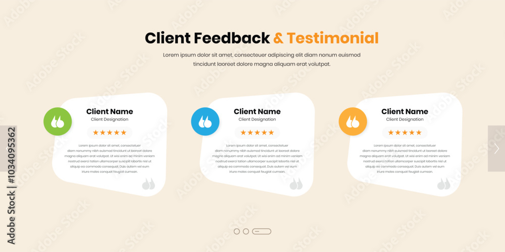 Simple modern feedback and testimonial section design for web interface