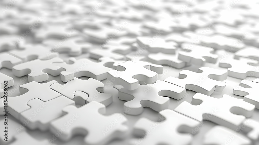 3D Rising White Puzzle Pieces Symbolizing Mental Health Awareness - Medium Shot of Ascending and Connecting Puzzle Pieces on Isolated White Background 3D Rising White Puzzle Pieces Symbolizing Mental Health Awareness - Medium Shot of Ascending and Connecting Puzzle Pieces on Isolated White Background