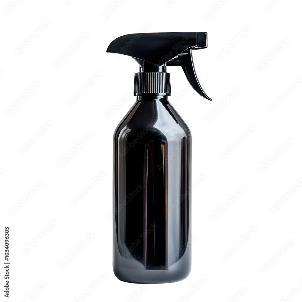 Elegant black spray bottle on a minimalist background Elegant black spray bottle on a minimalist background
