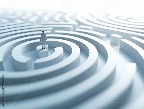 Flat Blurred White Labyrinth Concept - Medium Shot Journey to Mental Wellness in Janeiro Branco - Simple Vector Illustration for Smart Business