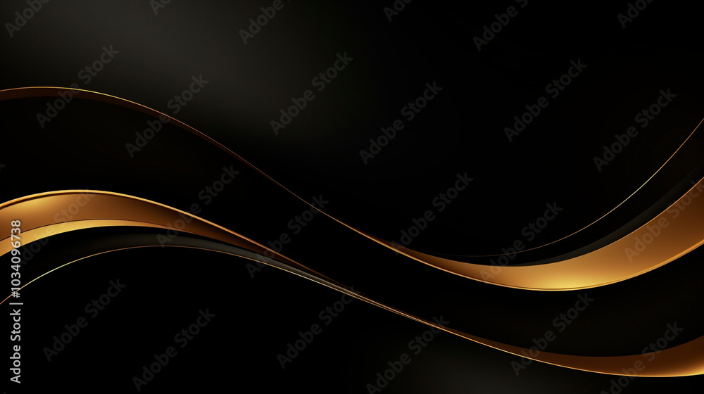 Black gold abstract background with lines, stripes. Wavy text area for card, banner, flyer, design Black gold abstract background with lines, stripes. Wavy text area for card, banner, flyer, design