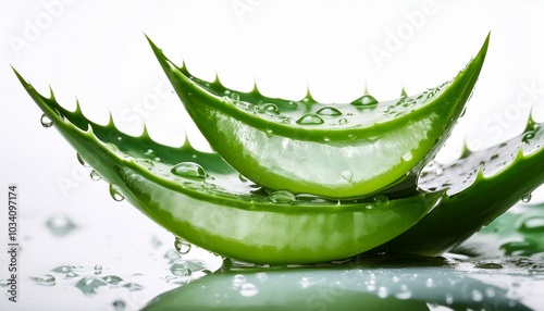 Fresh aloe vera leaves with dew