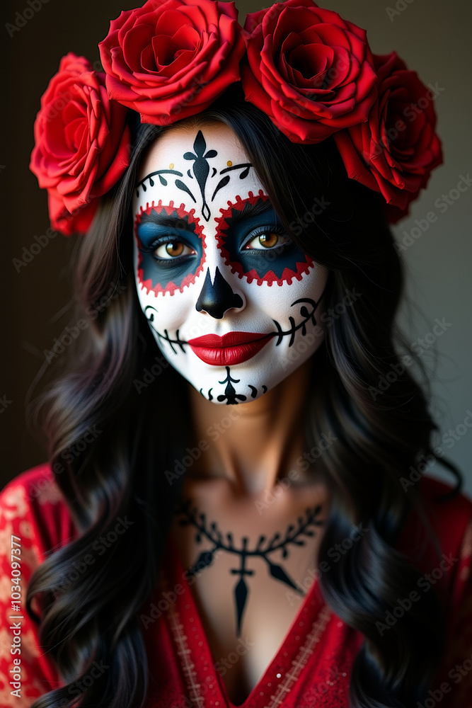 woman with day of the dead makeup woman with day of the dead makeup