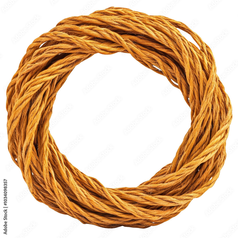 Natural brown rope circle on white isolated background. Natural brown rope circle on white isolated background.