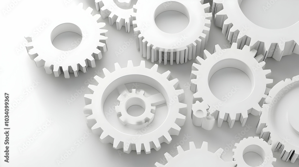 3D Emotional Intelligence Gears Concept - Interconnected White Gears Illustration Showcasing Aspects of EI, Isolated on White Background With Camera Rotation 3D Emotional Intelligence Gears Concept - Interconnected White Gears Illustration Showcasing Aspects of EI, Isolated on White Background With Camera Rotation