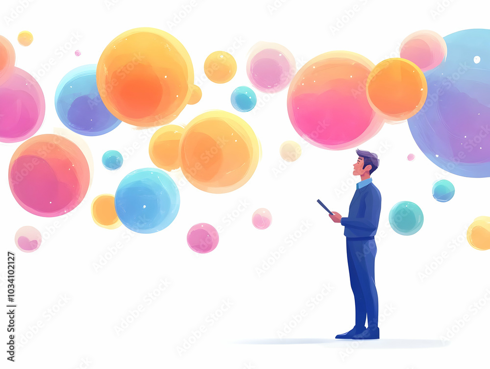 Flat Floating Holographic Political Speeches Concept: Wide Shot of Iconic Speech Bubbles Containing Promises, Glowing and Pulsing on White Background - Simple Flat Vector Illustration Flat Floating Holographic Political Speeches Concept: Wide Shot of Iconic Speech Bubbles Containing Promises, Glowing and Pulsing on White Background - Simple Flat Vector Illustration