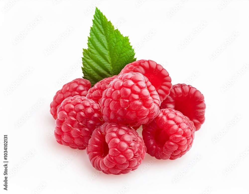 Fresh red raspberries on white Fresh red raspberries on white