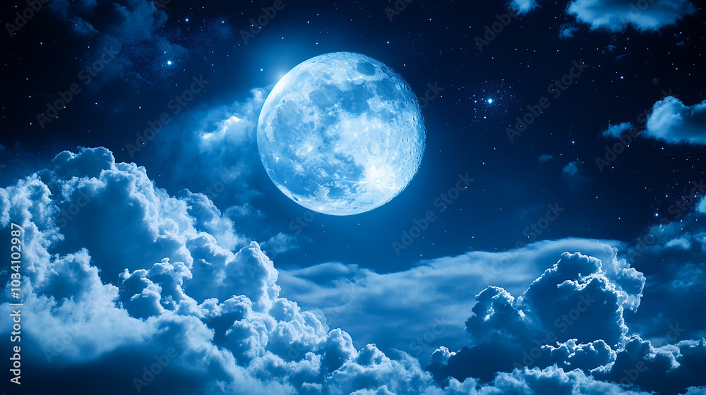 Moon with Cloud Background Design Moon with Cloud Background Design