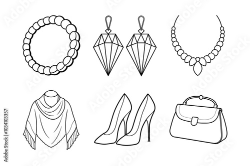  Elegant Evening Accessories Vector Line Art Bundle for Sophisticated Looks