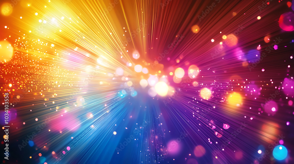 Fototapeta premium stunning burst of light with colorful rays spreading outward against a black background.