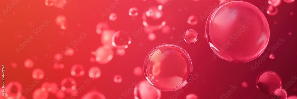 Floating red bubbles on gradient background: abstract art with vibrant spheres in motion Floating red bubbles on gradient background: abstract art with vibrant spheres in motion