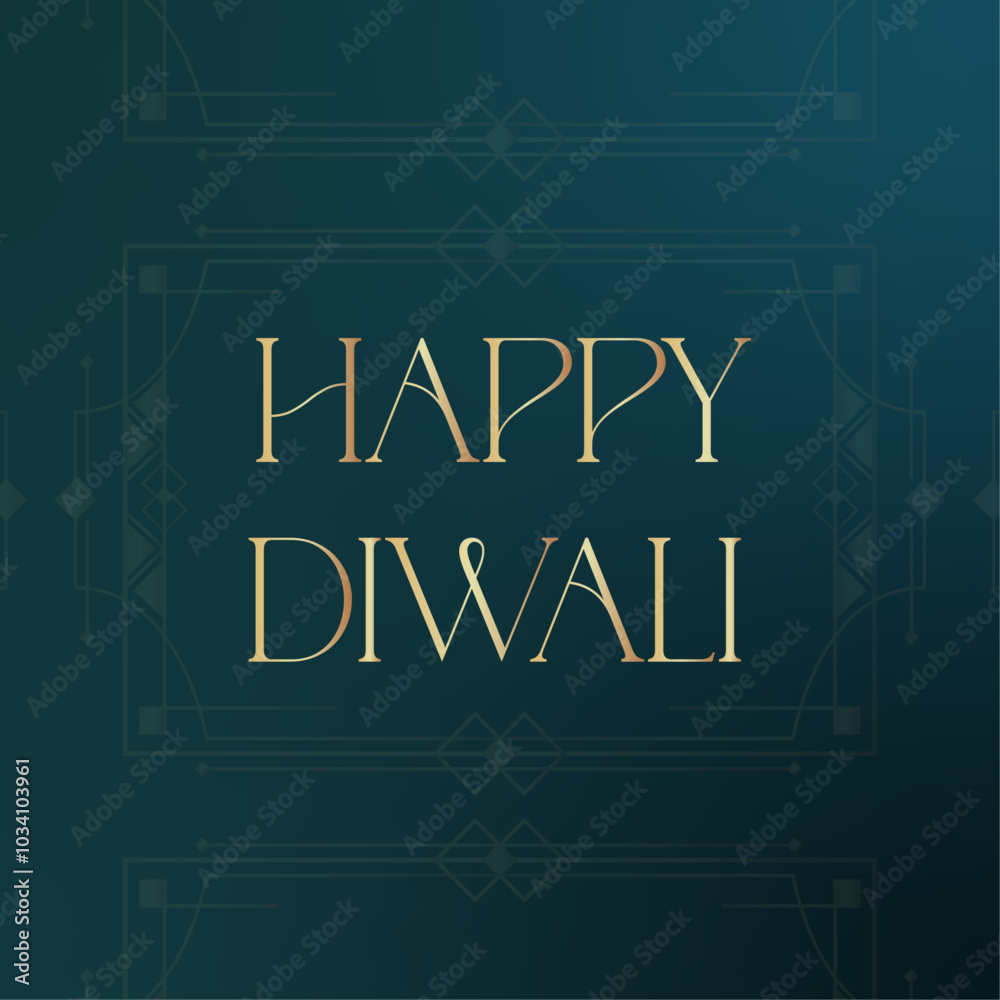 Obraz premium Happy diwali, Minimalist Graphic Post,royal green,art deco