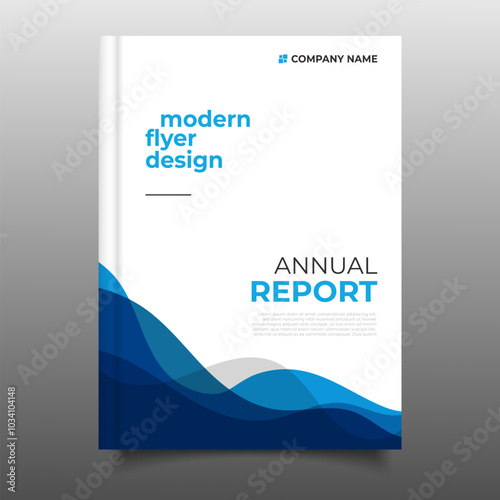 Modern annual report cover business flyer template wavy design