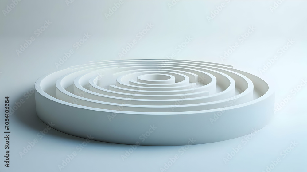 3D Floating White Labyrinth Icon - Medium Shot of Hovering Labyrinth in Space Symbolizing Self Discovery Journey, Isolated on White Background 3D Floating White Labyrinth Icon - Medium Shot of Hovering Labyrinth in Space Symbolizing Self Discovery Journey, Isolated on White Background