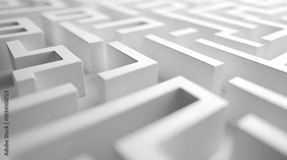 3D Blurred White Labyrinth Concept: Medium Shot of a Slightly Out of Focus Labyrinth Representing a Journey to Mental Wellness for Janeiro Branco in 3D Icon Style on Isolated White Background 3D Blurred White Labyrinth Concept: Medium Shot of a Slightly Out of Focus Labyrinth Representing a Journey to Mental Wellness for Janeiro Branco in 3D Icon Style on Isolated White Background