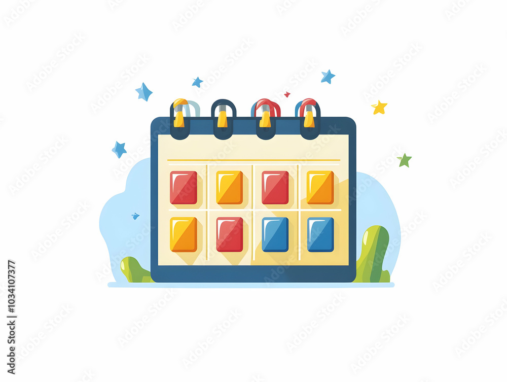 Flat Floating Election Day Calendar Concept: Medium Shot of Rotating Calendar Page Highlighting Civic Engagement and Importance of Election Day in Simple Vector Illustration