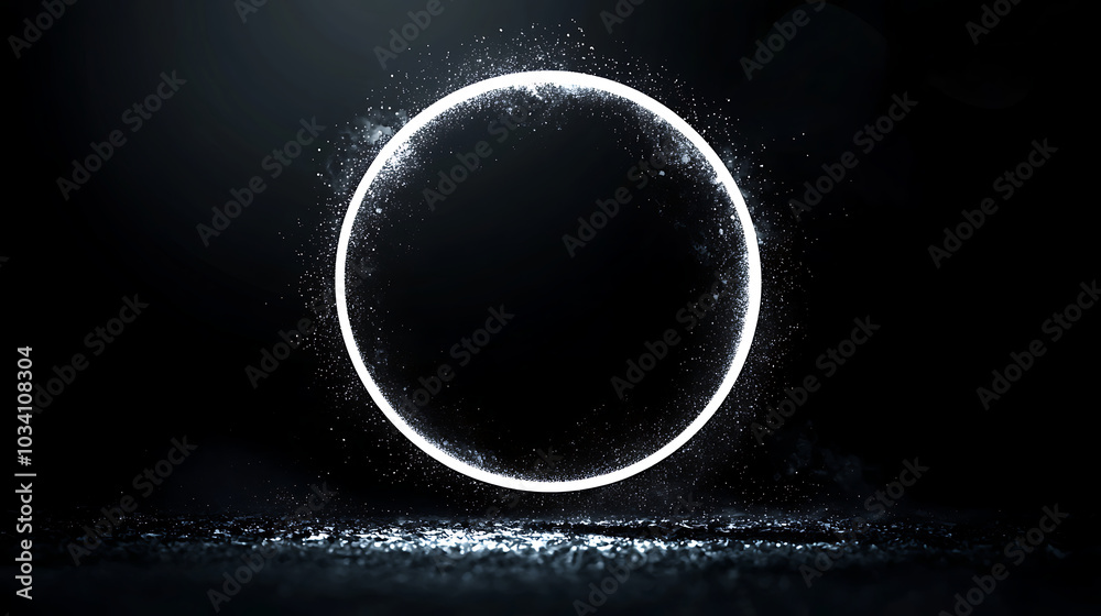 A digital representation of a white circular light effect glowing against a black background A digital representation of a white circular light effect glowing against a black background