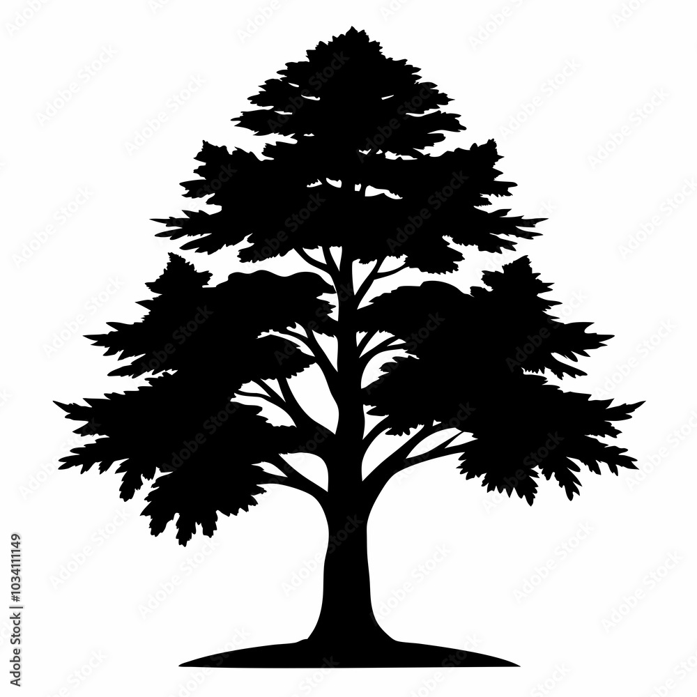 Obraz premium Cypress tree on black silhouette