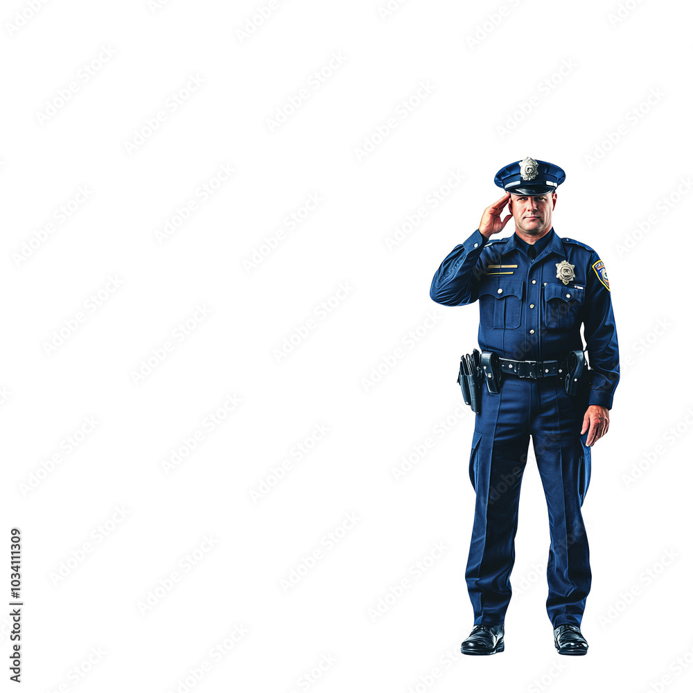 Police officer in uniform, white isolate background. Police officer in uniform, white isolate background.