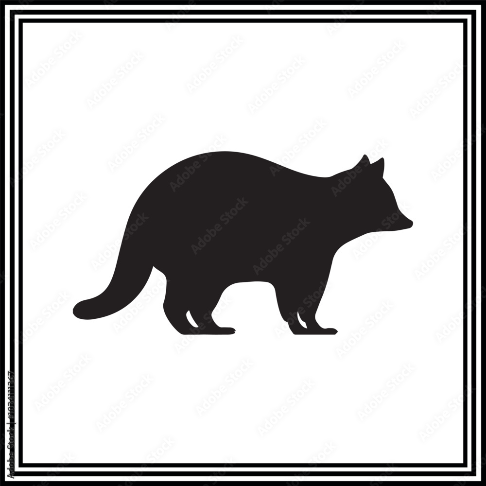 Raccoon silhouette illustration on white background Raccoon silhouette illustration on white background