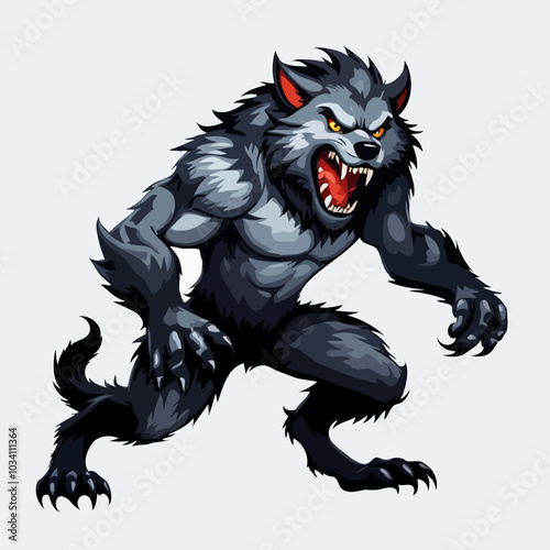Cartoon wolf isolated on white background. Halloween. Illustration