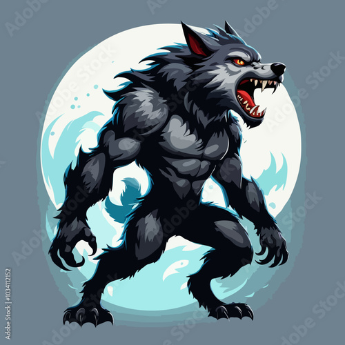 Cartoon wolf illustration. Halloween. 