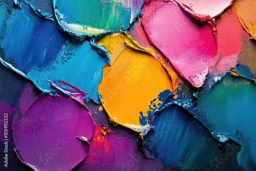 Vibrant abstract oil paint texture in bold colors photo