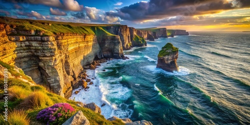 Majestic Coastal Cliffs and Turquoise Waters - Stunning Macro Photography of Dramatic Scenery and Color Contrast for