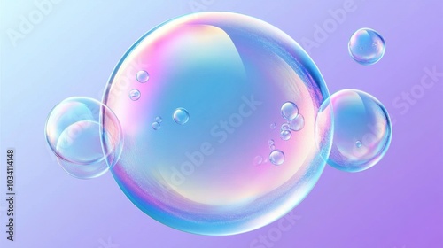 Vibrant soap bubbles in calm air