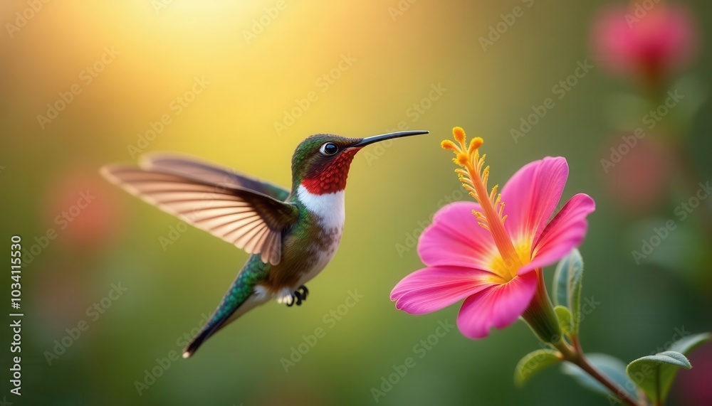 Fototapeta premium hummingbird and flower