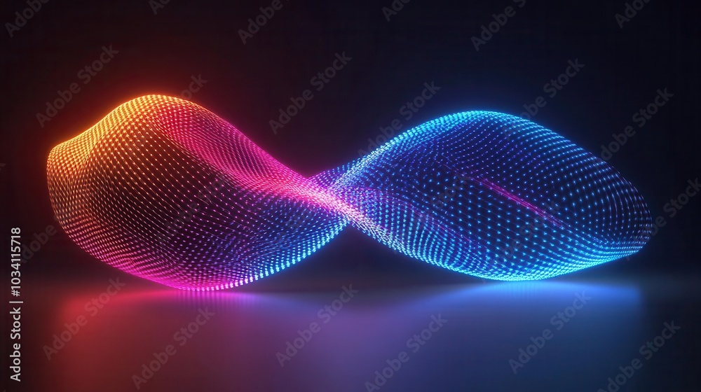 Fototapeta premium Colorful wave of light in vibrant neon shades on dark background.