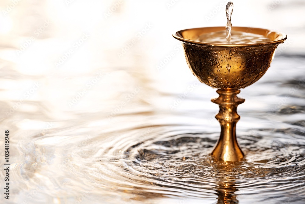 Obraz premium Golden Chalice Water Droplet