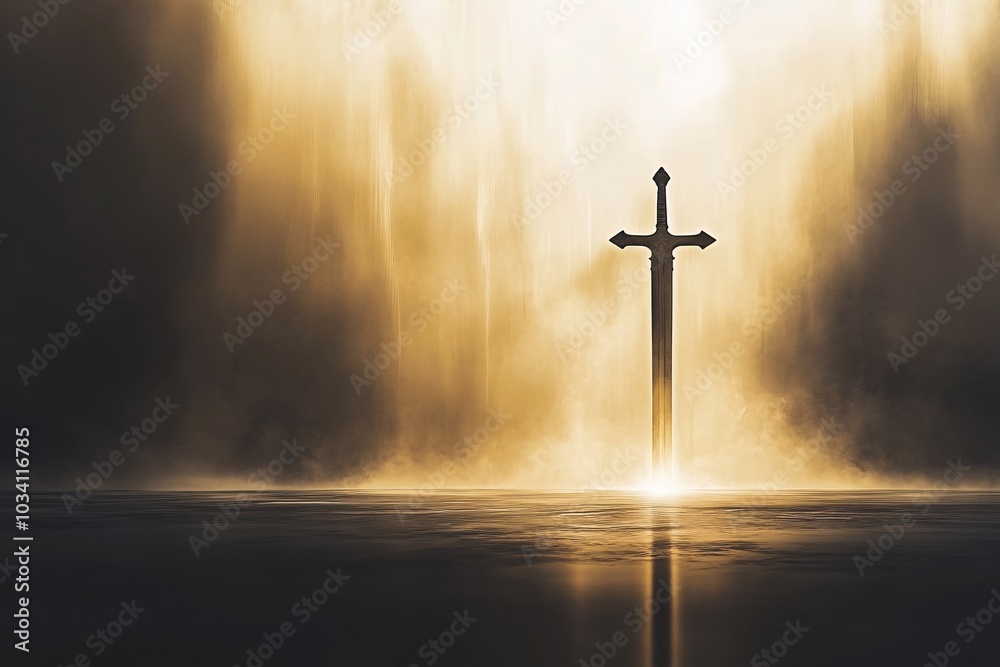 Naklejka premium Sword in the Mist