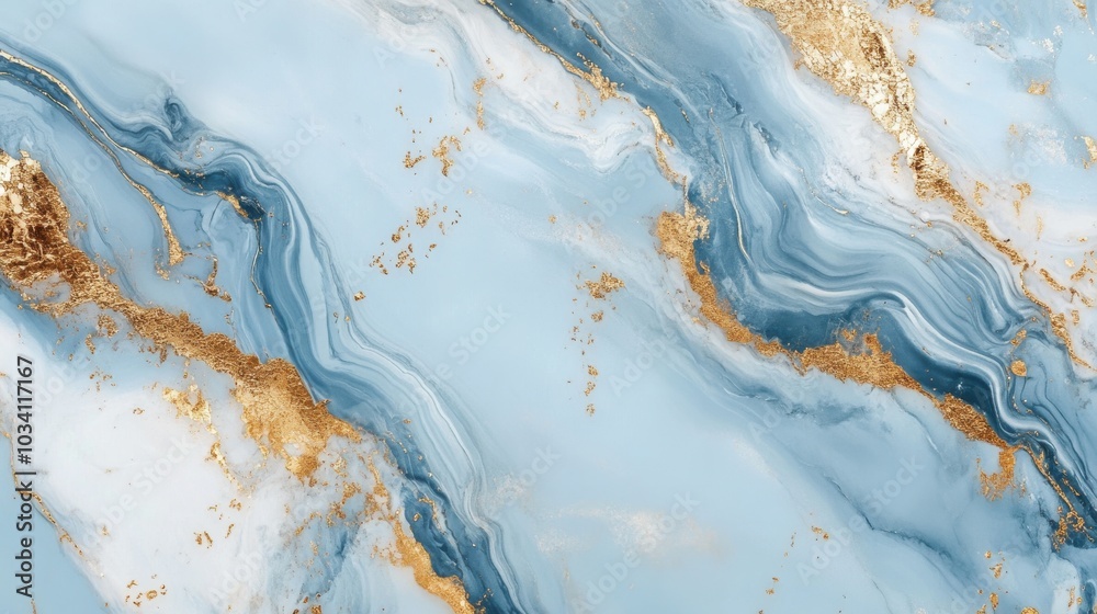 Fototapeta premium Abstract blue and gold marble texture background.