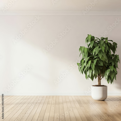 Empty blank interior with home plant background wallpaper