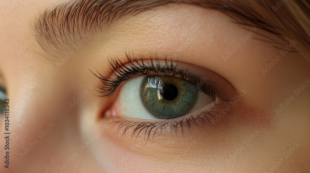 Green eye close up with eyelashes Green eye close up with eyelashes