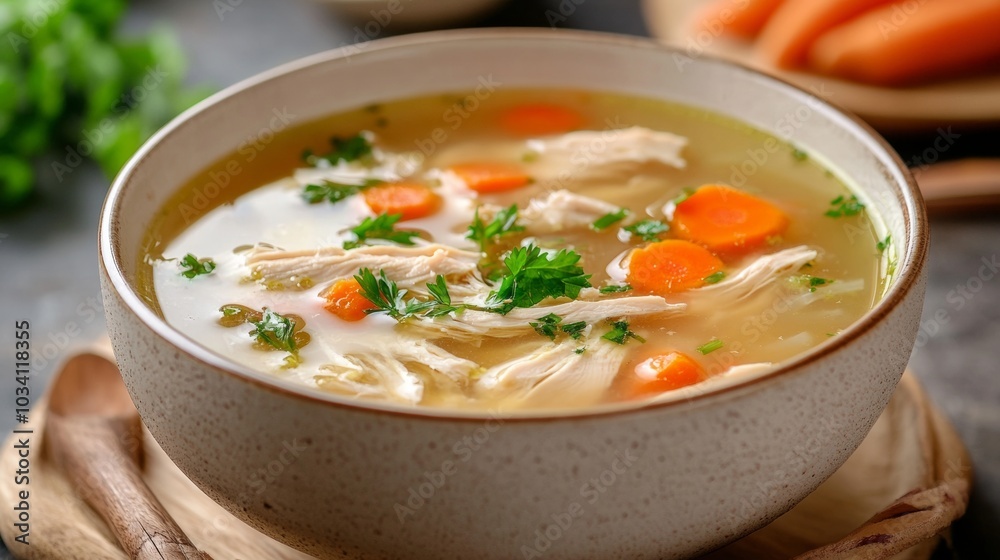 The national cuisine of Great Britain: Chicken soup with parsnips. The national cuisine of Great Britain: Chicken soup with parsnips.