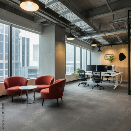 New modern office interior, company or organization concept. Office for rent.