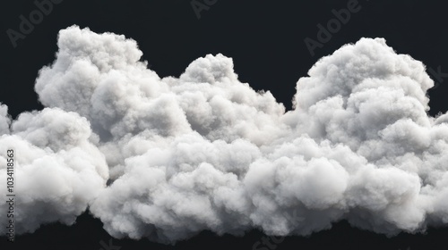 A cluster of fluffy white clouds against a black background.