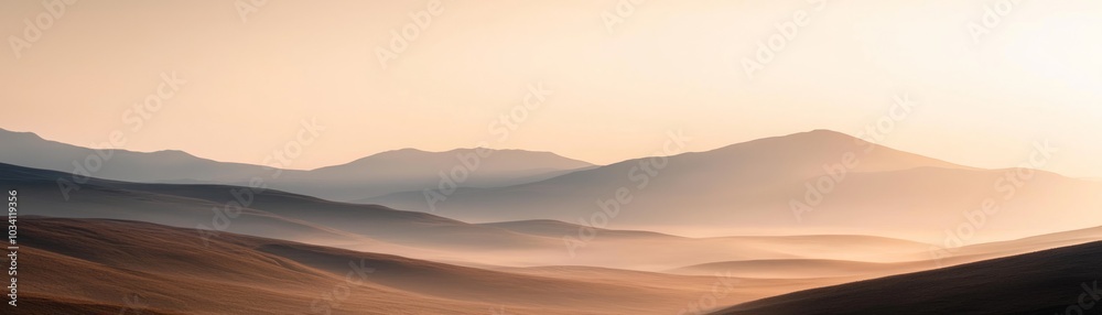 Soft, ethereal mountain ranges in the morning light, creating a serene and tranquil atmosphere. Soft, ethereal mountain ranges in the morning light, creating a serene and tranquil atmosphere.