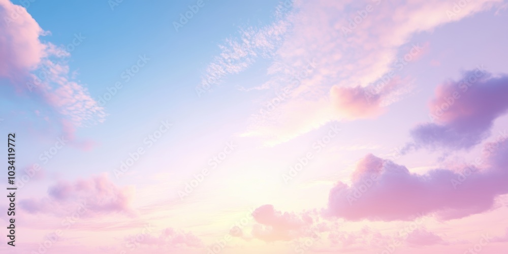 Pink and blue sky with fluffy clouds. Pink and blue sky with fluffy clouds.