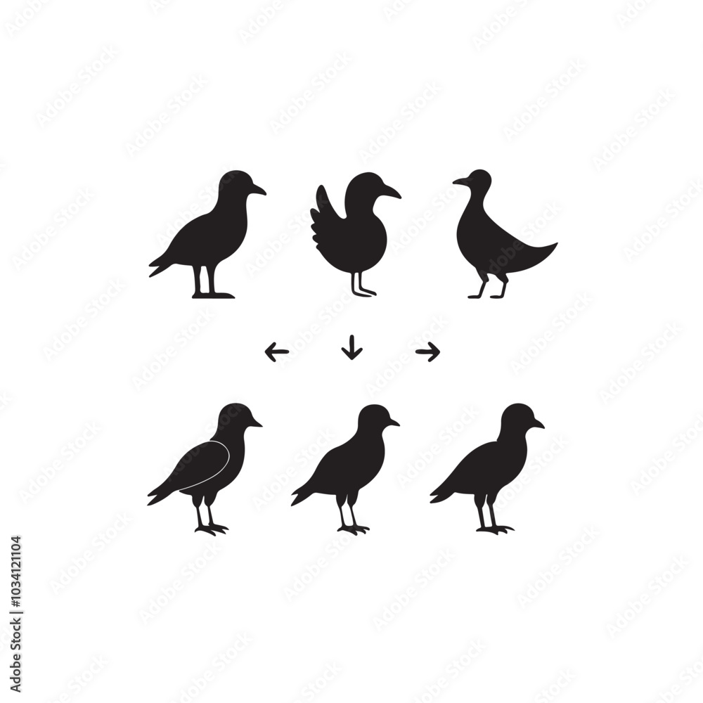 Naklejka premium 6 bird silhouettes clip art