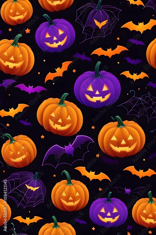 halloween background with pumpkins and bats halloween background with pumpkins and bats