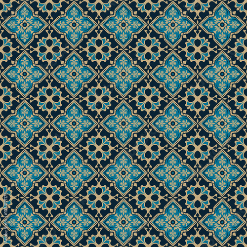 Ceramic Tile Pattern. Patchwork ornaments, Moroccan, Portuguese tiles, Azulejo Pattern Design