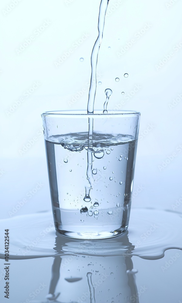 Pouring water on a glass on white background Pouring water on a glass on white background