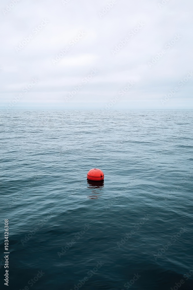 Floating Buoy in Vast Ocean Landscape Floating Buoy in Vast Ocean Landscape