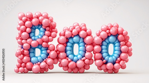 Colorful balloon letters spell 