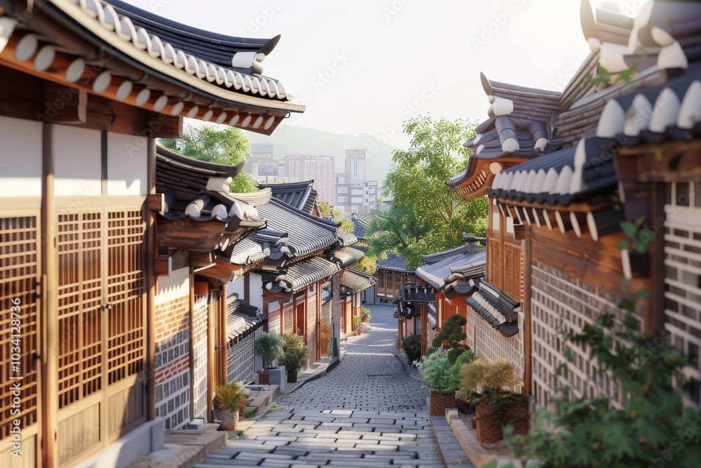Korean village walking alleyway