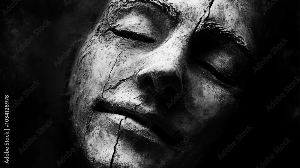 Obraz premium Wydobywający się z ust śmiech, pozbawiony prawdziwej radości, maskuje głęboki ból wewnętrzny.