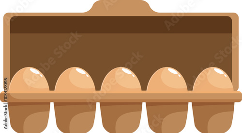 Six fresh eggs are nestled in a cardboard egg tray, ready for breakfast, baking, or cooking